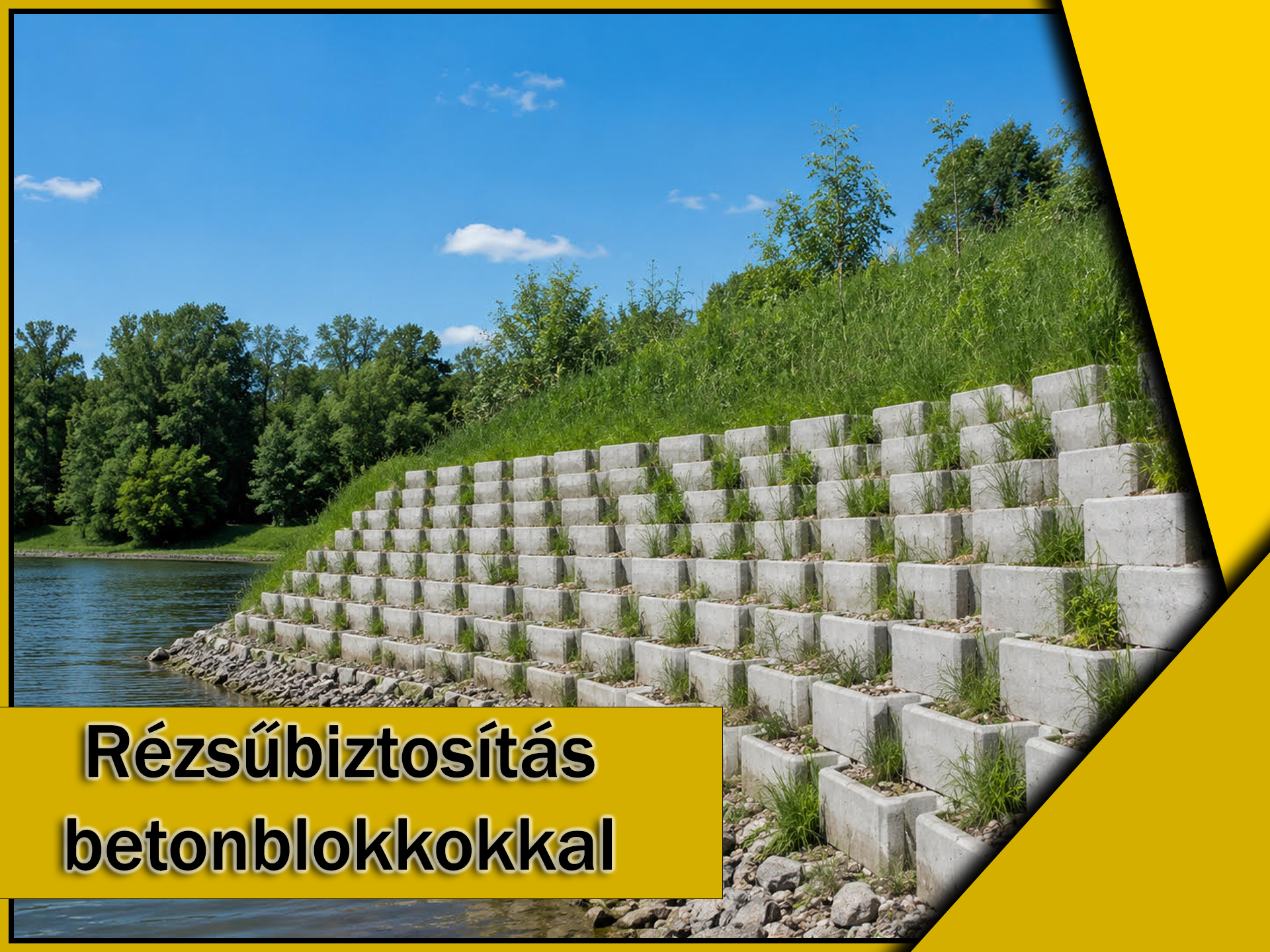 Betonblokk rézsűbiztosításra és erózióvédelemre kialakított támfal a Bomik-Plusztól. Betonblokk rézsűbiztosításra és erózióvédelemre kialakított támfal a Bomik-Plusztól.
